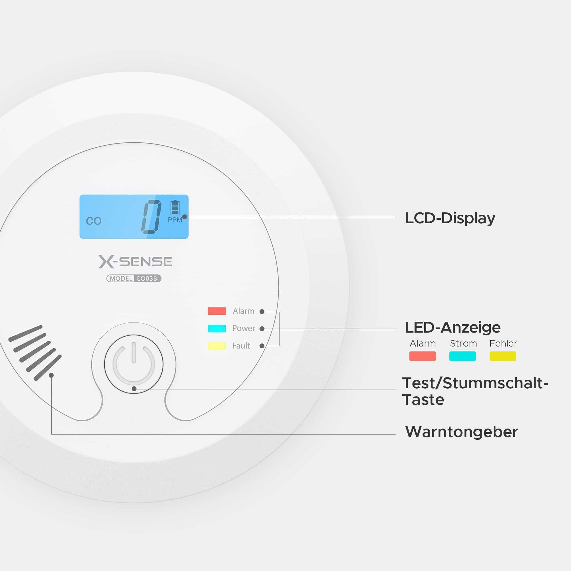 X-Sense CO03B Kohlenmonoxid-Melder - Zuverlässige Frühwarnung vor CO-Gefahren Mesch Shop X-Sense CO03B Kohlenmonoxid-Melder - Zuverlässige Frühwarnung vor CO-Gefahren Mesch Shop